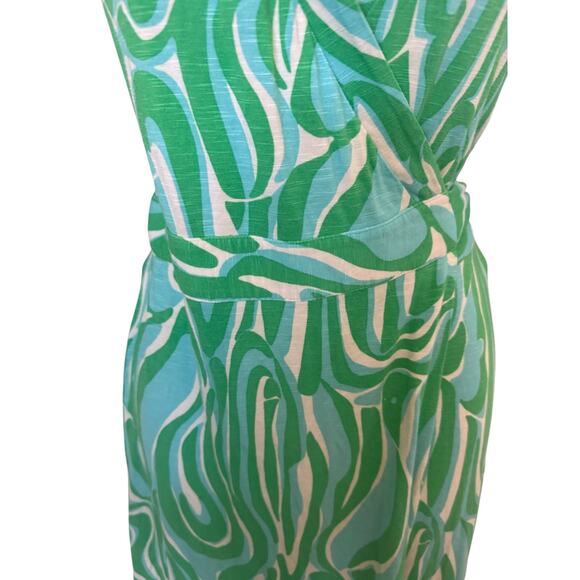 Lilly Pulitzer Green/Blue/White Wrap Dress XS - Picture 5 of 12